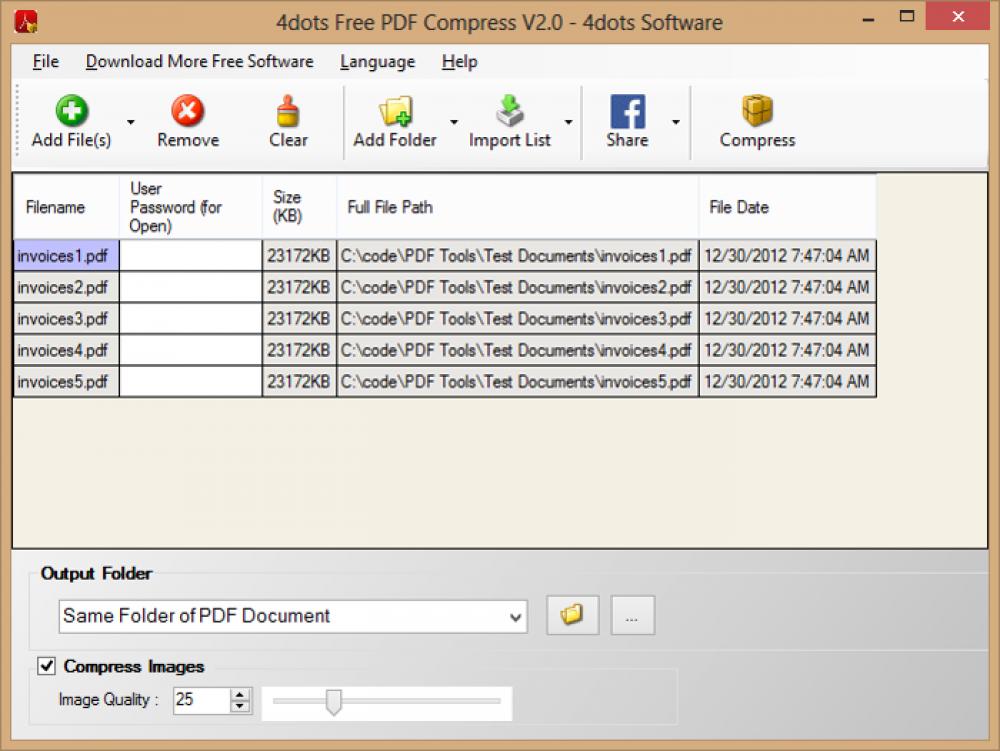 4dots Free PDF Compress 5.0 (Freeware 17.22Mb)