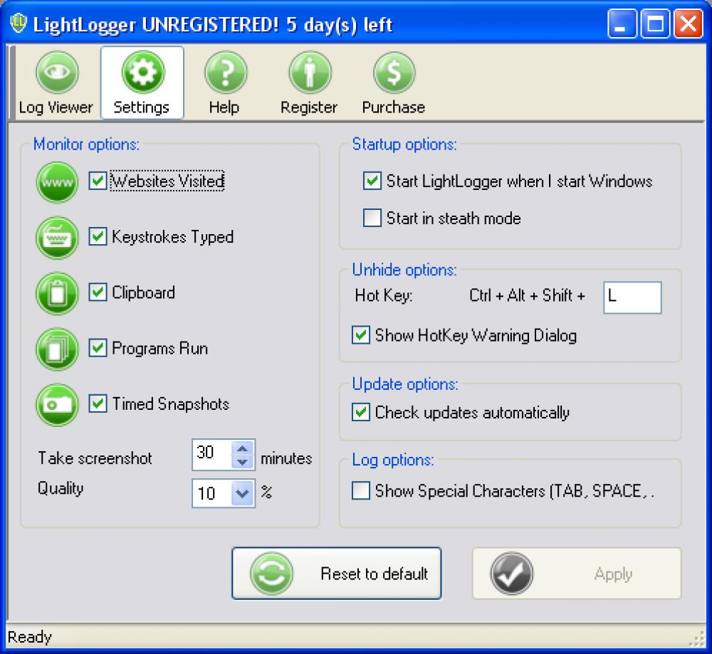 LightLogger KeyLogger 4.3.0.1 (Shareware 1.88Mb)